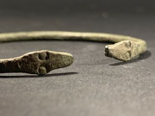 Ancient Viking Norse Bronze Bracelet With Serpent Head Terminals Circa 800 - 900ad
