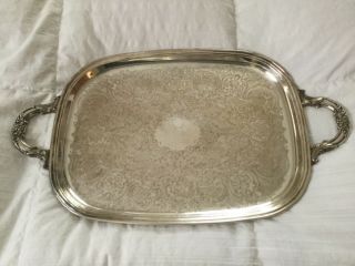 Vintage Newport By Gorham Silver Plate Heavy Serving Tray Tea Platter - Engraved