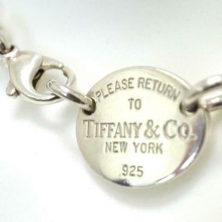 Return To Tiffany Co.  Sterling Silver Oval Tag Choker Necklace