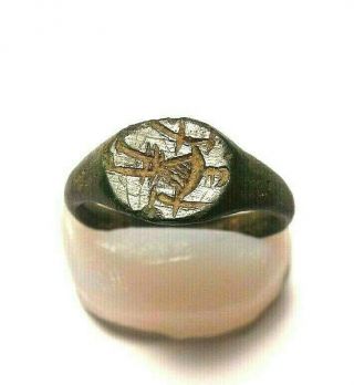 Ancient Kievan Rus/ Viking Ring Depicting Warrior With Two Swords Circa 12th C. 2