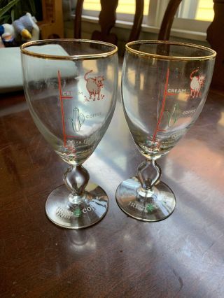 Vintage Irish Coffee Glasses Set Of 2 Gold Rim Footed Stem