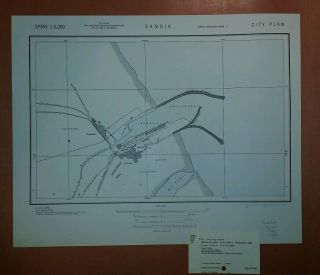 1943 Us Army Map City Plan Of Gandia Spain