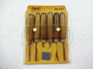 Vintage General 1290 Wood Handled 7 Pc.  Carving Tool Set In Pouch Usa