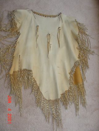 Vintage Native American Plains Plateau Indian Beaded Hide Shirt Dress