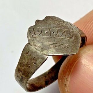 Medieval Silver Ring With Intaglio Very Rare 3gr (23mm Inner)