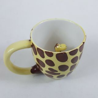 Pier 1 Giraffe Print Surprise Baby Inside Coffee Cup Mug Imports Peek A Boo Tea
