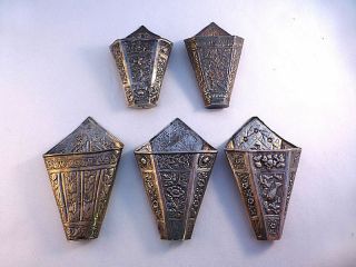 Group Of 5 Chinese Assorted Export Sterling Betel Leaf Holders - 5 "