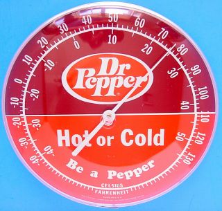 1970s Dr.  Pepper Hot Or Cold Be A Pepper Jumbo Dial Thermometer By Ohio Therm.