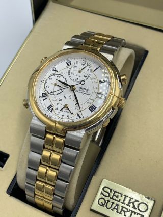 Vintage Seiko Chronograph Gold/silver Men’s Watch 7t32 - 7a00 Casual Watch