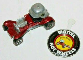 1969 Vintage Hotwheels Redline Red Baron Car With Medallion