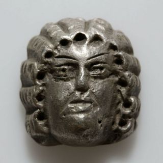 A Perfect Roman Silver Female Face Applique Ornament Circa 100 - 400 Ad