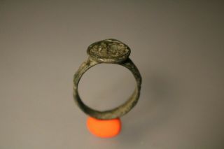 Ancient Fantastic Roman Bronze Ring Two Faces 1st - 4th Century Ad