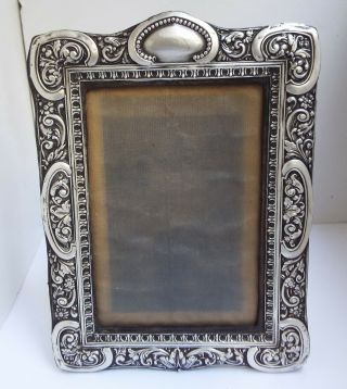 Lovely Large Decorative English Antique 1912 Solid Sterling Silver Photo Frame