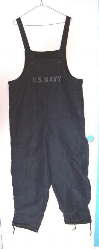 Early Ww Ii U.  S Navy Blue Canvas Deck Pants Size Large (usn)