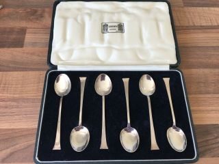 R F Mosley & Co For Liberty London Cased Set Silver Hallmarked Tea Spoons 1943