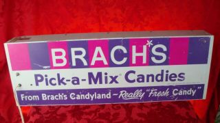 Metal Lighted Sign 2 Sided Brachs Candy Style Store Advertising 1974