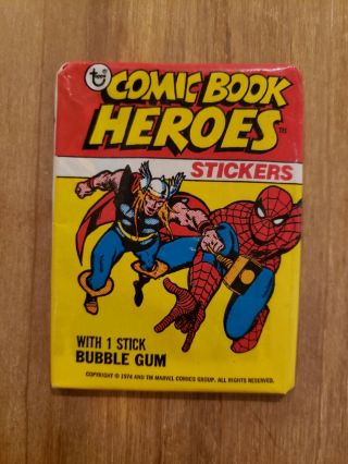 1974 Topps Comic Book Heroes Stickers Wax Pack.  - Ships