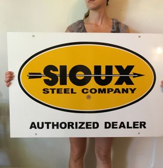 Vtg Sioux Steel Company Authorized Dealer Metal Sign Gas Oil Farm