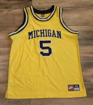 Michigan Wolverines Jalen Rose 5 Vintage Nike Authentic Basketball Jersey 48 Xl