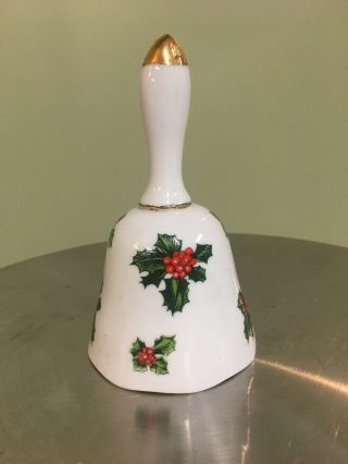 LEFTON WHITE HOLLY LEAF & BERRY CHRISTMAS BELL 2