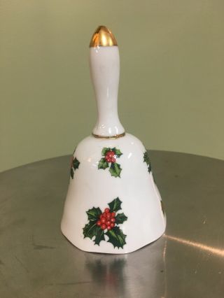 LEFTON WHITE HOLLY LEAF & BERRY CHRISTMAS BELL 3