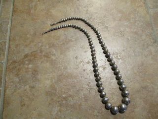 21 " Fine Older Vintage Navajo Graduated Sterling Silver Pearls Bead Necklace