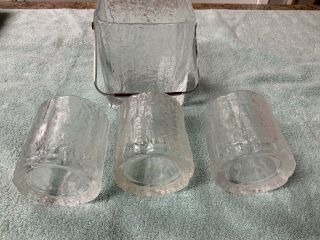 Vintage Square Glass Hoya Ice Bucket Barware Ice Cubes Drinks With 3 Glasses.
