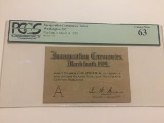 1929 President Herbert Hoover Inauguration Ceremonies Platform Ticket Pass Pcgs