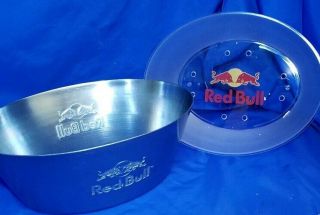 Red Bull Embossed Stainless Steel Ice Bucket With Plastic Red Bull Logo Liner
