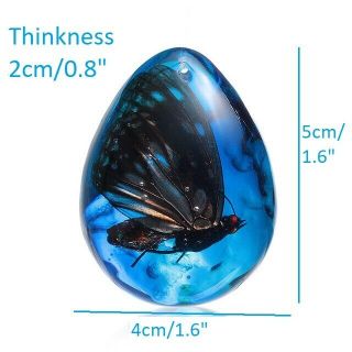 Larvae Fossil Butterfly Inclusion in Natural Baltic blue Amber GemStone Man - made 2