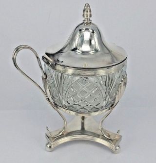 1822 Stunning Dutch Solid Silver & Glass Mustard Sauce Pot George Iii Style