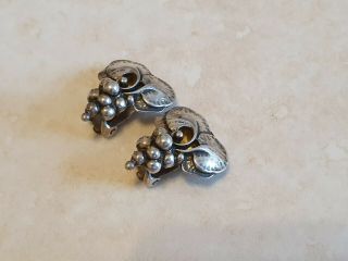 Georg Jensen 925 Sterling Silver Grapes Earrings/clips Of The Year 1996