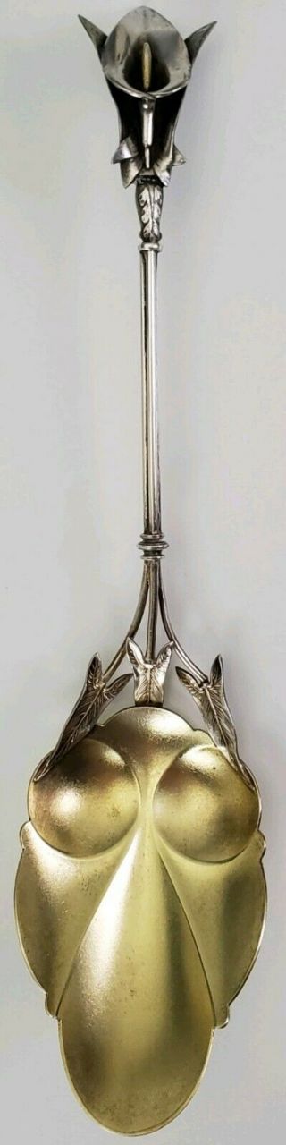 Antique 1870 Whiting Aesthetic Movement Sterling Silver Calla Lily Serving Spoon