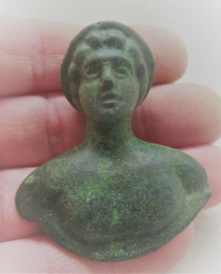 Museum Quality Ancient Roman Bronze Bust Statue Of Artemis Circa 200 - 300ad