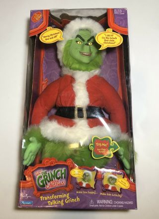 Dr.  Seuss Grinch Stole Christmas Transforming Talking Plush Doll 2000 Jim Carrey