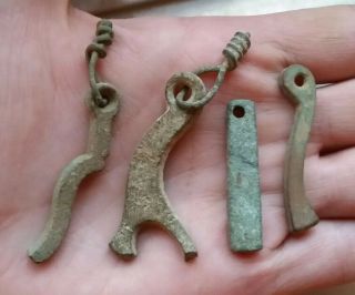 Viking Amulets Pendants With Twisted Wire Runes / Symbols Metal Detecting Finds