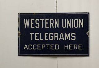 Western Union Telegrams Porcelain Sign