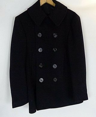 Vintage Wwii Era Us Navy Usn 10 Button Wool Pea Coat Peacoat Corduroy Pockets