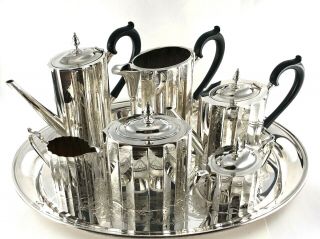 Lunt Silversmith Paul Revere Tea Set 7 Piece Set Vintage & Hard To Find