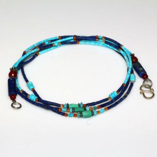 Stunning Egyptian Stone Beads Necklace Circa 300 - 100 Bc - Lapis Lazuli & Turquoise