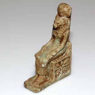 Intact Egyptian Blue Faience Sekhmet Seated On Throne Statue Circa 1900 - 1000 Bc