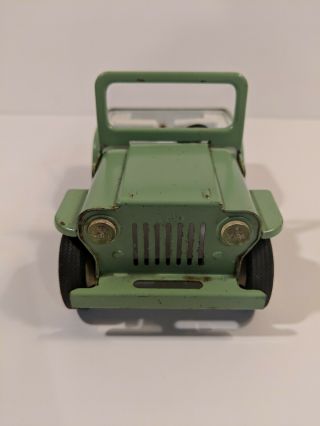 Vintage Tonka Jeep Pressed Metal Green with Fold Down Windshield 6 