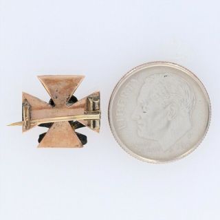 Victorian Knights Templar Lapel Pin - 14k Gold Antique Masonic Skull Crossbones 3