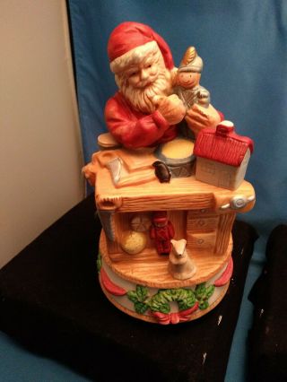 Vintage Christmas Santa.  Toymaker Music Box - Jingle Bells Homco