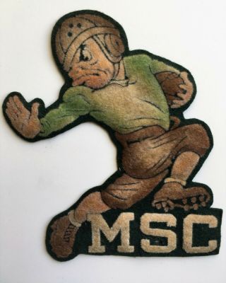 Rare Vtg Msc Michigan State College Patch Football Jacket Felt Emblem Msu