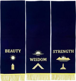 Hand Embroidered Masonic Blue Lodge Pedestal Covers - Set Of Three