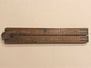 Vintage No 68,  24 Inch Folding Wood And Brass Ruler Upson Nut Co.
