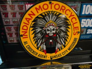1932 Indian Motorcycles Porcelain Advertising Sign Kansas City Missouri