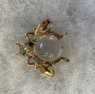 Vintage Crown Trifari Alfred Phillipe Fly Jelly Belly Sterling Silver