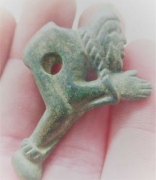 EUROPEAN FINDS ANCIENT ROMAN BRONZE PENDANT IN THE FORM OF JUMPING MALE FIGURE 2